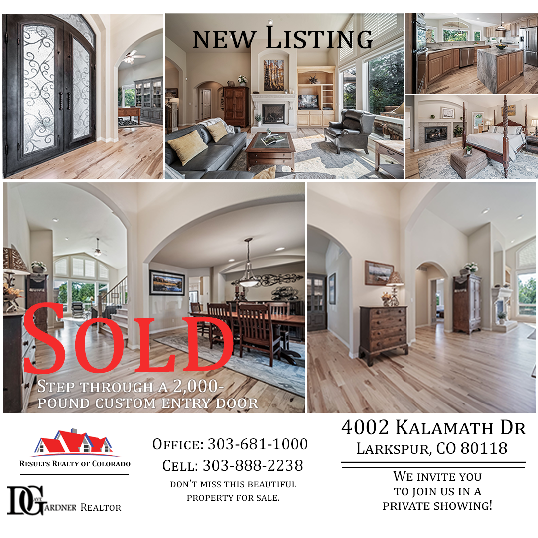 Sold listing ad for 4002 Kalamath Dr Larkspur Colorado luxury home