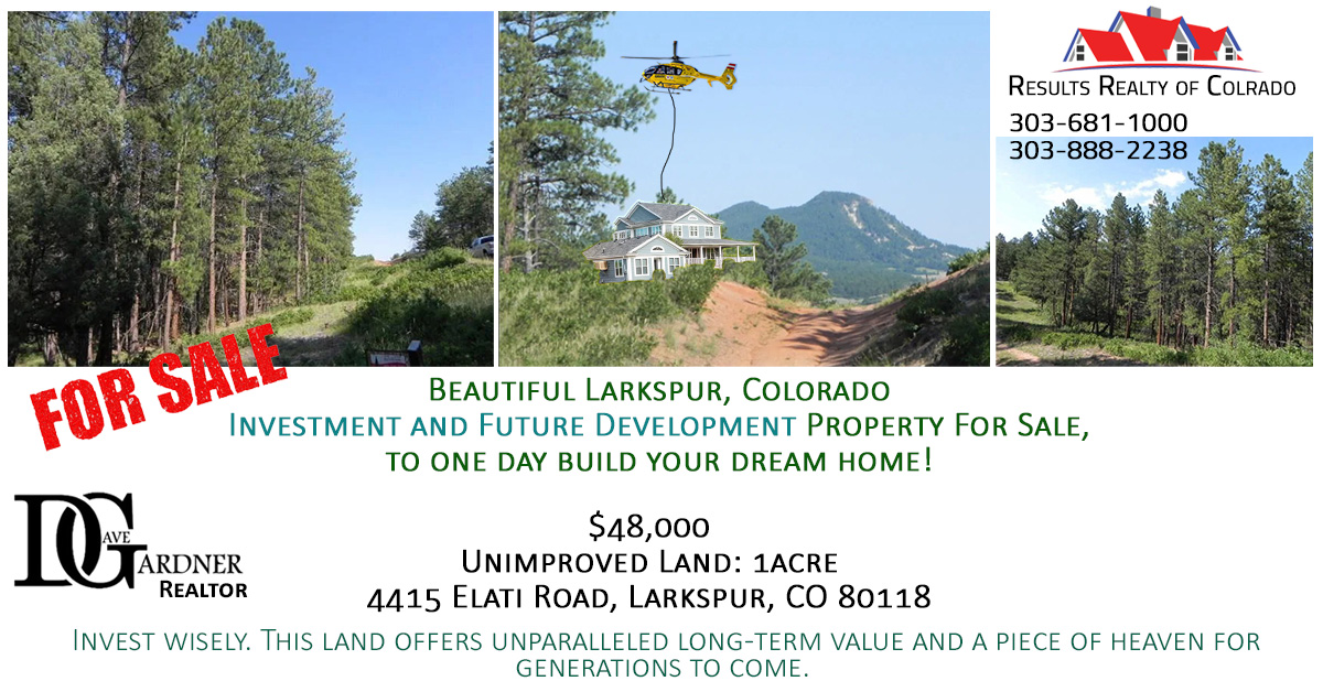 For sale land listing ad for 4415 Elati Rd Larkspur Colorado