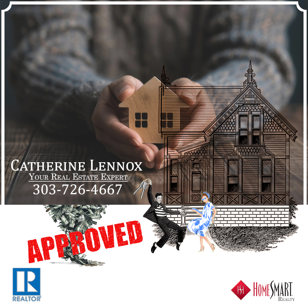 Pre-approval marketing ad for Catherine Lennox Real Estate with vintage illustration